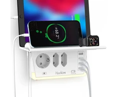 Led naktinė lemputė su stovu ir lizdu, naktinė lemputė su 4 usb-a ir 3 krypčių lizdo adapteriu, reguliuojamas automatinis šviesos jutiklis