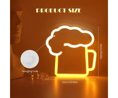 Pakabinamas šviestuvas Led neoninis ženklas alus, led neoninis šviesos ženklas, neoninė 3d sienų dekoracija, maitinamas baterijomis arba usb baltas geltonas neoninis ženklas barui, pubui, naktiniam klubui, parduotuvei, kalėdų festivalio vakarėliui
