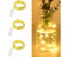 Led pasakų girlianda, 3 vnt., 20 Led, 2m sidabro viela, šilta balta