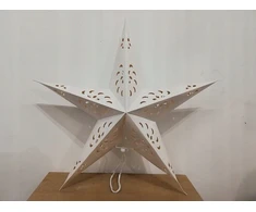 Led popierinė žvaigždė balta pakabinama kalėdinė dekoracija 60cm