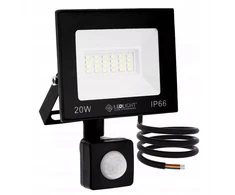 Led prožektorius su judesio davikliu, šaltai baltas, ip66 20w