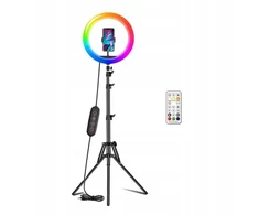 Led rgb žiedinė lempa ring 80w + stovas + nuotolinio valdymo pultas
