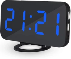 Led Skaitmeninis Žadintuvas su Veidrodžiu ir Usb Įkrovimu