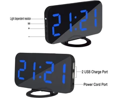 Led Skaitmeninis Žadintuvas su Veidrodžiu ir Usb Įkrovimu