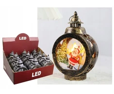 Led žibintas-bumbulas, šventinė dekoracija, pakabinamas vitražinis žibintas