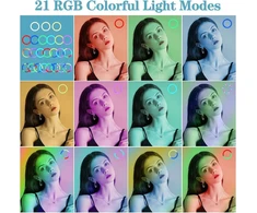Led žiedinė lempa su trikoju mobiliajam telefonui 10 colių - 40 rgb režimų pritemdoma asmenukių lempos žiedinė lempa žiedinė lempa - mobiliojo telefono trikojo laikiklis su lempa išmaniojo telefono kamerai youtube vlog