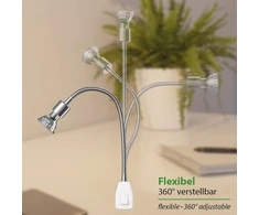 Ledscom.de Lesch Lempa su lizdu lanksčiu kakleliu skaitymui chromo / balta su Gu10 Led (šiltai balta, 7.6 W, po 1103 lm, 33°)