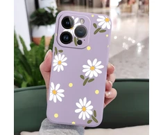 Leecg dėklas, skirtas iphone 15 pro, chrizantemų rašto dizainas, skirtas iphone 15 pro mobiliojo telefono dėklui su mikropluošto minkštu skystu silikonu, skirtas iphone 15 pro apsauginiam dėklui - šviesiai violetinė 1