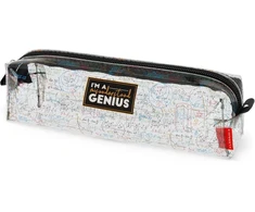 Legami - skaidrus penalas, penalas pieštukams, žymekliams, rašiklių laikiklis vaikams, paaugliams ir suaugusiems, užtrauktukas, dydis 19.5 x 5.5 x 5.5 cm, Genius tema, baltas, baltas, praktiškas