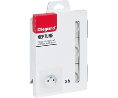 Legrand Neptune 3680w Sieniniai Lizdai su Įžeminimu, Balti, 6 vnt.