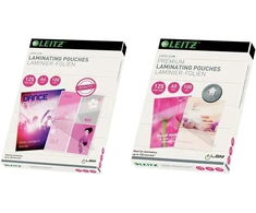 Leitz laminavimo vokeliai A4, 125 mikronų, 100 vnt. pakuotė, 33808 ir laminavimo vokeliai A5, 125 mikronų, aukščiausios kokybės laminavimo vokeliai, 100 vnt. pakuotė, blizgūs, skaidrūs, supaprastintas įdėjimas naudojant Udt