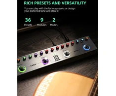Lekato gitaros multi efektų pedalas, 36 redaguojami nustatymai, chorus, delay, reverb, mod, ir įkrovimas, įrašymas, tuneris, įmontuota baterija, bt jungtis (bass)