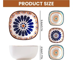 Lekefeto Boho stiliaus maži padažų indeliai: Keramikiniai padažų indeliai, 6 vnt. rinkinys, 200 ml prieskonių indeliai, kraunami sojų padažo indeliai, sojų padažo indeliai, skirti sojų padažui, užkandžiams, suši, skersmuo 9,4 cm