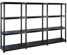 Lentyna daiktams, 4 aukštų, juoda, 183x30,5x130cm, plastikas