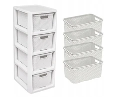 Lentyna spintelė komoda su 4 rattan krepšiais Branq