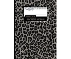 Leopardo rašto sąsiuvinis: kolegijos linijomis rašytojo sąsiuvinis mokyklai / mokytojui / biurui / studentui [tobulai įrištas * didelis * juodai baltas] (rašymo knygos – gyvūnų rašto kanceliarinės prekės)