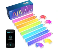Lepro Ai Glide sieninis šviestuvas Wl1, sieninis šviestuvas su integruotu balso atpažinimu, muzikos sinchronizavimas, palaiko Alexa ir Google Assistant, Ai šviesos dizaino asistentas žaidimų vakarėlio sienų dekoravimui, 8 dalys ir 4