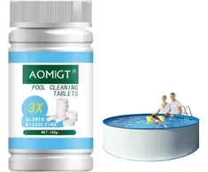 Lėtai tirpstančios chloro tabletės baseinams, 100 g baseino valymo tabletė, chloro tabletės baseinui, chloro tabletės, baseinas, daugiafunkcinės chloro tabletės, baseino priedai, kalkių valiklis
