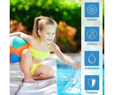 Lėtai tirpstančios chloro tabletės baseinams, 100 g baseino valymo tabletė, chloro tabletės baseinui, chloro tabletės, baseinas, daugiafunkcinės chloro tabletės, baseino priedai, kalkių valiklis