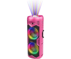 Kompiuterio kolonėlės Let's Go Party 5150 bluetooth muzikos grotuvas: ultimate rožinė vakarėlių dėžė su 200 w 6 colių dvigubais garsiakalbiais - nešiojamas karaoke garsiakalbis su belaidžiu mikrofonu, 5 val. grojimo laikas, nuotolinio valdymo pultas ir šviesų šou