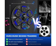 Leukoles muzikos bokso treniruoklis su bluetooth, led šviesos bokso treniruoklis su muzika ir bokso pirštinėmis, elektroninis bokso treniruoklis montuojamas ant sienos su 7 režimais