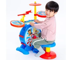 Stiprintuvas Lexibook K610pa Paw Patrol Helper on Four Paws Chase būgnų rinkinys vaikams, tikras skaitmeninis būgnų garsas, 8 natų klaviatūra, Mp3 jungtis, su sėdyne, mėlynas/raudonas