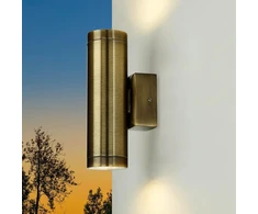 Licht-erlebnisse Serres sieninis šviestuvas, antikvarinis žalvaris, Ip64, terasai, balkonui, gylis: 10 cm, Gu10, maks. 3,5 W, aukštyn ir žemyn, 2 lemputės, nostalgiškas lauko sieninis šviestuvas