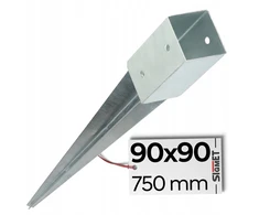 Lider Įkalama atrama 90x90, ilgis 750 mm, cinkuota stulpo bazė