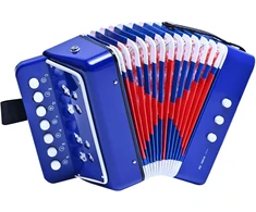 Lieke akordeonas 10 mygtukų akordeonas muzikos instrumentas dovana žaislas pradedantiesiems (mėlynas)