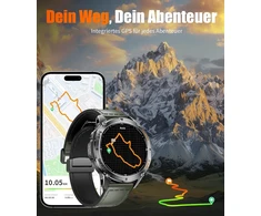Lige gps išmanusis laikrodis vyrams, karinis, 48 mm, led žibintuvėlis/ip68 atsparus vandeniui/30+ dienų baterija, 1.43 amoled hd fitneso laikrodis su telefono funkcija, kompasas, barometras, altimetras, 110+ sporto režimų, android ios