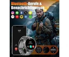 Lige išmanusis laikrodis vyrams su itin ilgu budėjimo režimu (80+), 1,73 colio amoled hd pedometro laikrodis su 900 mah baterija / bluetooth skambučiai / 110+ sporto režimų / miego stebėjimas, android ios išmanusis laikrodis, atsparus vandeniui