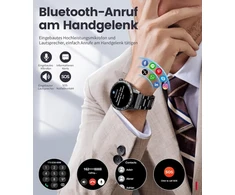 Lige išmanusis laikrodis vyrams su metaliniu dirželiu, skirtas Android Ios, 1.43 colio amoled ekranas, 110+ sporto režimų, bluetooth skambučiai, ip68 vandeniui atsparus fitneso laikrodis su širdies ritmo, spo2, miego monitoriumi, 3 apyrankės