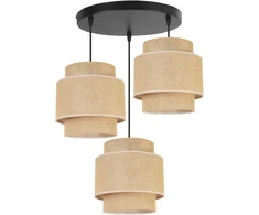 Light-home boho stiliaus pakabinamas šviestuvas - lubinis šviestuvas svetainei, miegamajam ir valgomajam - metalinis pakabinamas šviestuvas su audinio gaubtu - e27-3-bulb ovalus - jute
