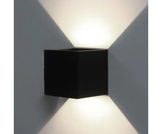Lightworld24 modernus juodas aukštyn ir žemyn nukreiptas lauko sieninis šviestuvas, 12 W sieninis šviestuvas, Ip65 atsparus vandeniui aliuminio korpusas svetainei miegamajam naktinė lemputė, šilta balta, 4 vnt.