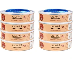 Lilnap - 8 kasečių papildymai, suderinami su angelcare sauskelnių dėže ir litter locker ii (apvalios kasetės) - naujas dizainas