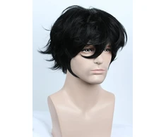 Linfairy Helovino kostiumo cosplay perukas P5 (trumpas, juodas)