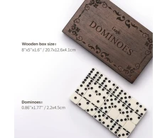Lingle domino rinkinys - dvigubi 6 domino klasikiniai stalo žaidimai suaugusiems, 28 domino detalės su mediniu dėklu