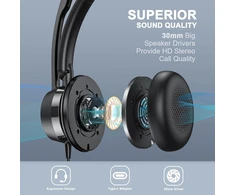 Link Dream ausinės su mikrofonu – Usb/3,5 mm verslo stereo jungtis su Pc/mac – suderinamos su Skype, Teams, Zoom – skirtos skambučių centrui, biurui, internetiniams kursams