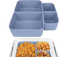 Linkidea 4 dalių priešpiečių dėžutės įdėklai, pakeičiami skyrikliai, bento dėžutės priedai, maisto atskyrimo priešpiečių dėžutės skyrikliai, tinkantys stiklainiams, bento priešpiečių dėžutė (mėlyna)