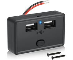 Linkstyle usb lizdas 12 v kemperiui, 4.8 a dvigubas usb a greito įkrovimo lizdo skydelis su įjungimo/išjungimo jungikliu automobiliams, laivams
