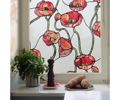 Lipni 3d vitražinė langų plėvelė Fancyclings, skirta privatumui vonioje, priekinėms durims, namams, apsaugai nuo saulės, apsaugai nuo karščio, ramunės, 44 x 120 cm