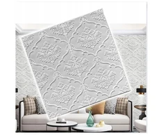 Lipni baltos spalvos sienų plokštės 3d tapetai Sl021 70x70cm