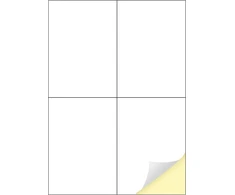 Lipnios etiketės A4, 4 vnt. lapelyje, 105x148 mm, spausdinimui