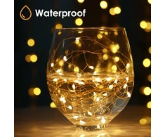 Litogo Led dekoratyvinės lemputės su laikmačiu, 10 vnt., 5 m, 50 mikro Led lempučių ant vielos, maitinamos baterijomis, skirtos vakarėliams, Kalėdų eglutei, Helovino vestuvių dekoracijoms (šilta balta)