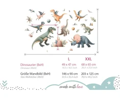 Little Deco sienų lipdukas dinozaurų rinkinys sienų lipdukas T-rex gyvūnai vaikų kambariui berniukams sienų lipdukas kūdikių kambariui dino dekoracija lipdukas Dl5051-03