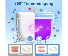 Livofloral Uv ultragarsinis valymo įrenginys dantų protezams, Uv ultragarsinis valiklis 45 khz / 255 ml / 3 laiko funkcijos nešiojamas ultragarsinis įrenginys dantų protezams papuošalams dantų šepetėlio galvutės tiesinimo prietaisui