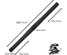 Loevelosi vienos pavaros plokščias juodas vairas 38 cm trumpas aliumininis plokščias vairas, skirtas fixie vienos pavaros dviračiams, tiesus fixy vairas