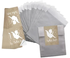 Logbuch-verlag 25 mažos dovanų maišeliai su kalėdiniais angelais 9,5 x 14 cm + lipdukas "frohes Fest" smulkioms dovanoms ir pakuotėms