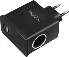 Logilink Įkroviklis Adapteris Kubas 2 Usb prievadai + 1 lizdas žiebtuvėliui 12 W