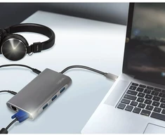 Logilink Ua0383 - usb 3.2 (gen 1) doko stotis su 10 prievadų ir pd (power delivery) 100 w, 1 x usb-c (pd) / 3 x usb 3.0 / 1 x hdmi / 1 x vga / 1 x rj45 / 1 x microsd / 1 x sd / 1 x 3.5 mm audio /